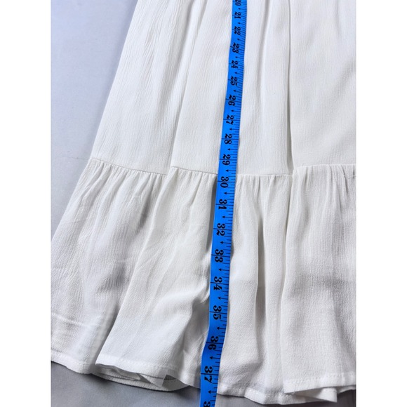 In Loom White Floral Embroidered Boho Cottagecore V-Neck Tiered Midi Dress Large - Picture 10 of 15